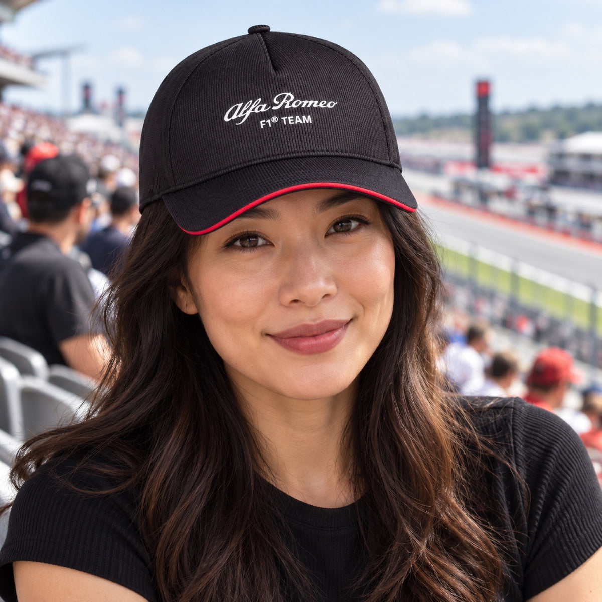 Kšiltovka se zahnutým kšiltem Alfa Romeo F1 Team – černá – ilustrační foto (AI)