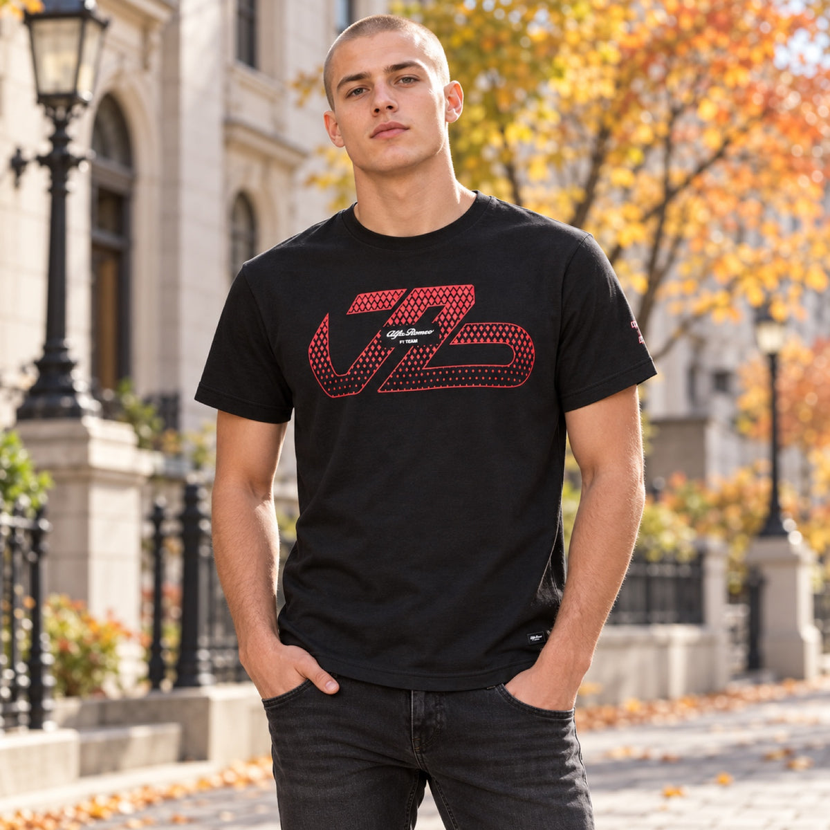 Tričko pro fanoušky Alfa Romeo F1 Team Valtteri Bottas – černé – ilustrační foto (AI)
