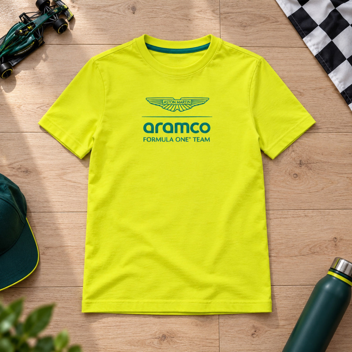 Dětské tričko Aston Martin F1 Team LOGO Casual – světle žluté – 164 cm – ilustrační foto (AI)