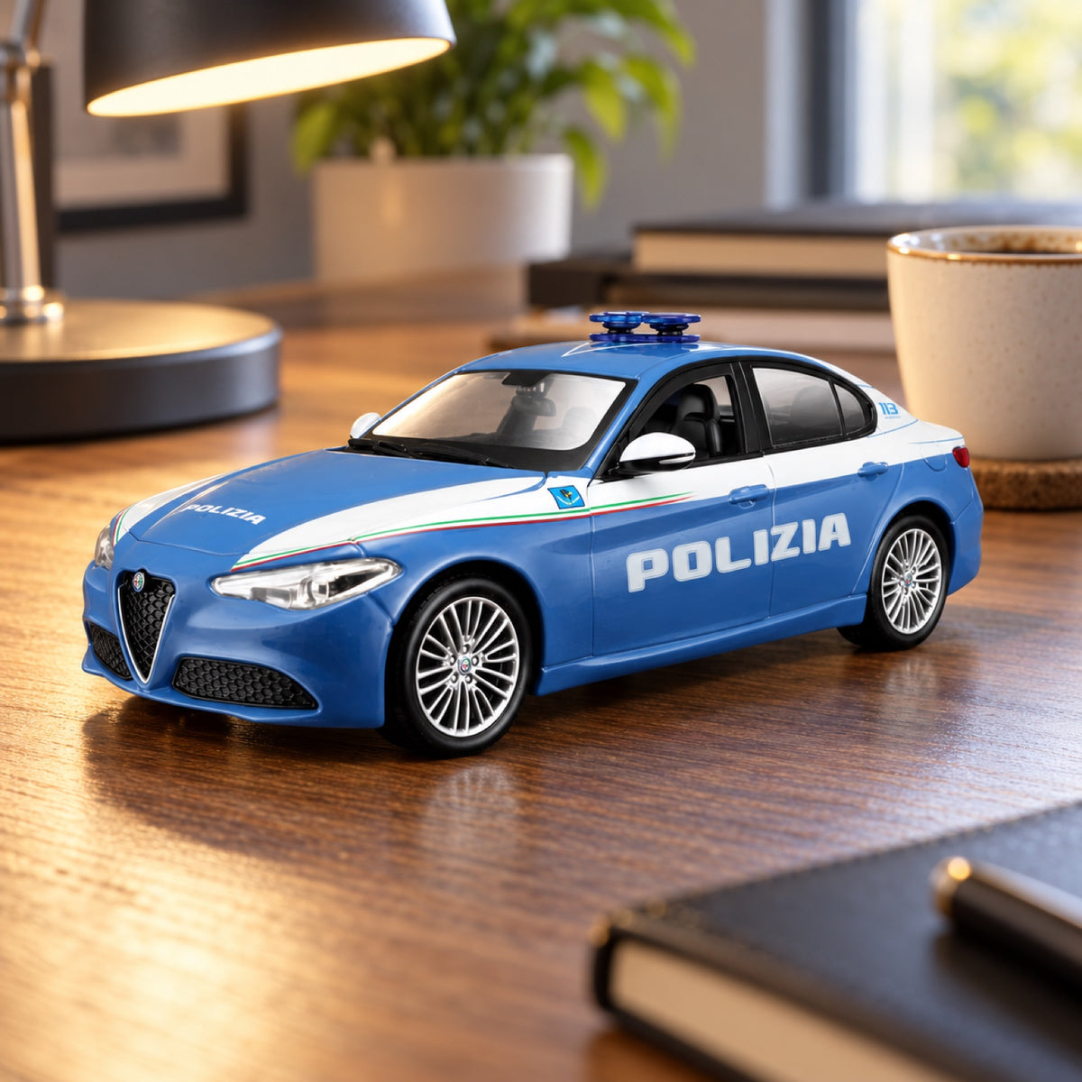 Stavebnice modelu Alfa Romeo Giulia Polizia – Bburago – ilustrační foto (AI)