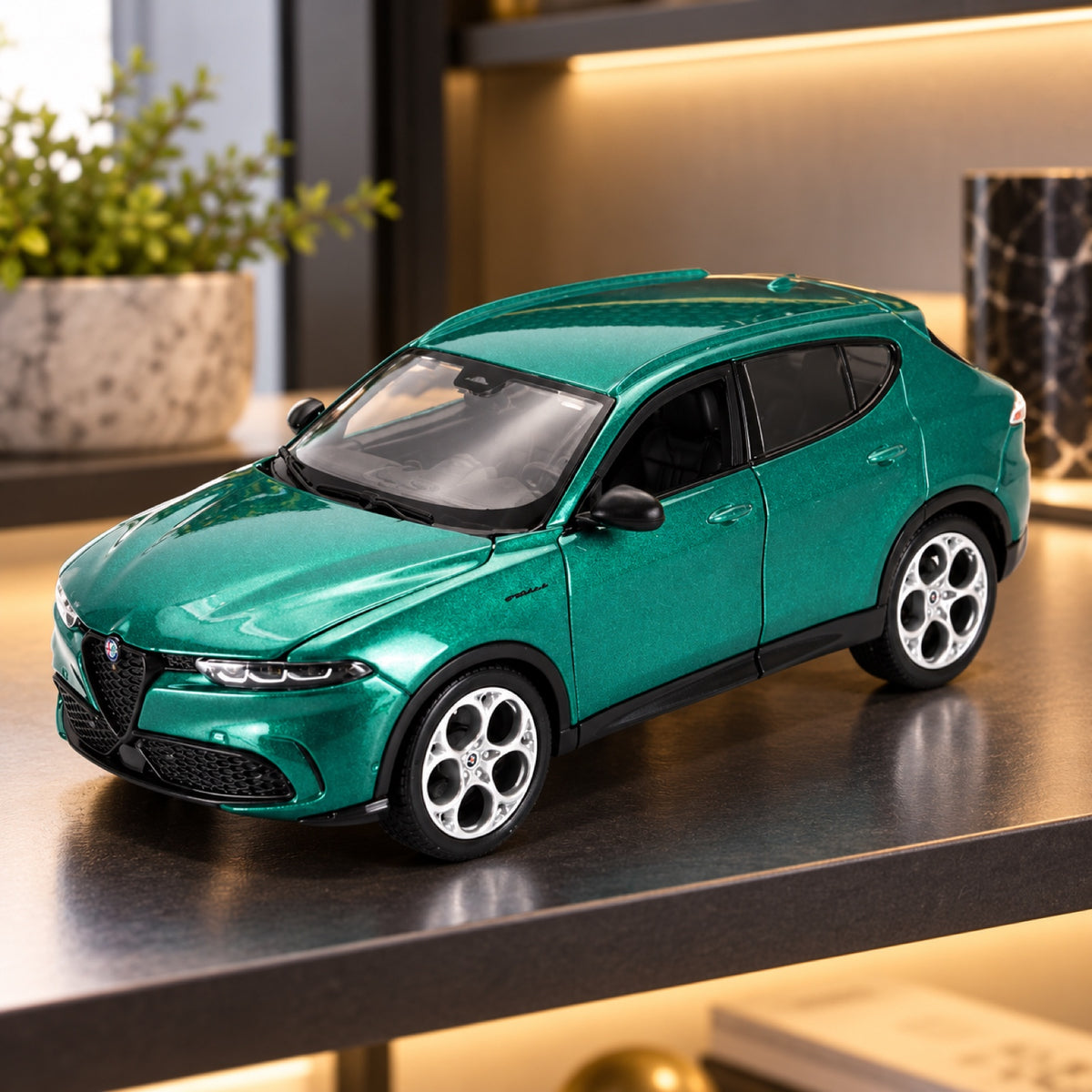 Model Bburago Alfa Romeo Tonale v měřítku 1:24 – zelený – ilustrační foto (AI)