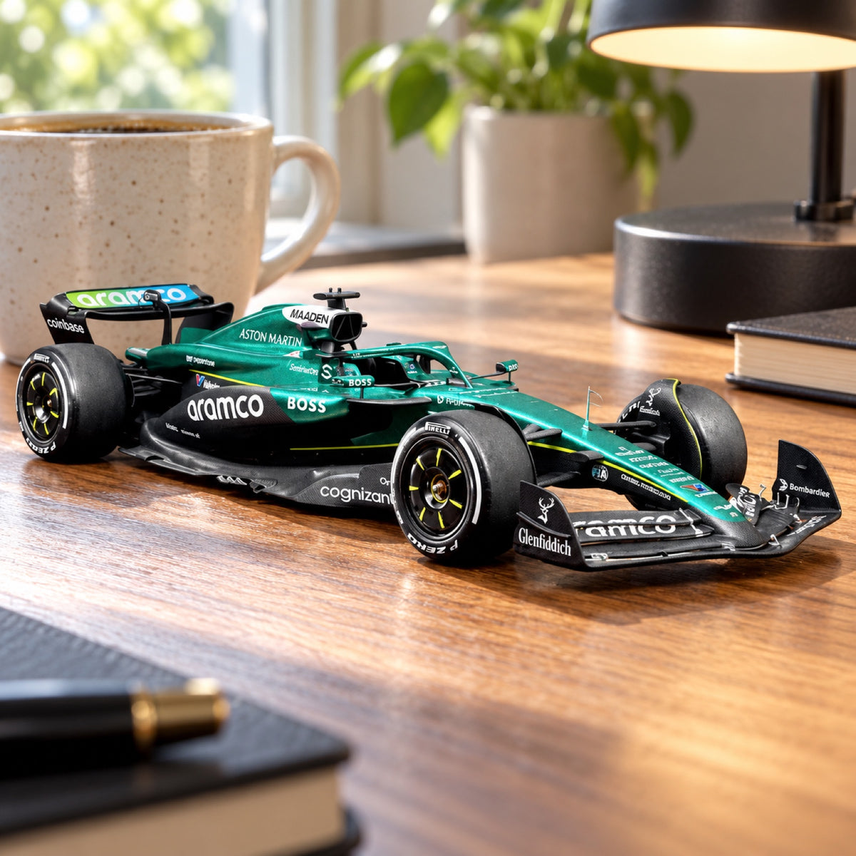 Model Bburago Aston Martin F1 AMR25 #14 Fernando Alonso 2025 – ilustrační foto (AI)