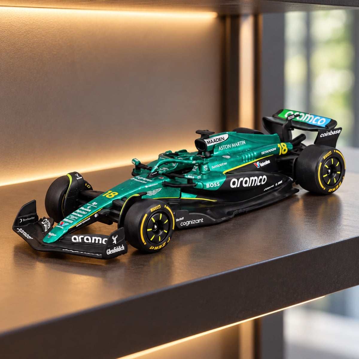 Model Bburago Aston Martin F1 AMR25 #18 Lance Stroll 2025 – ilustrační foto (AI)