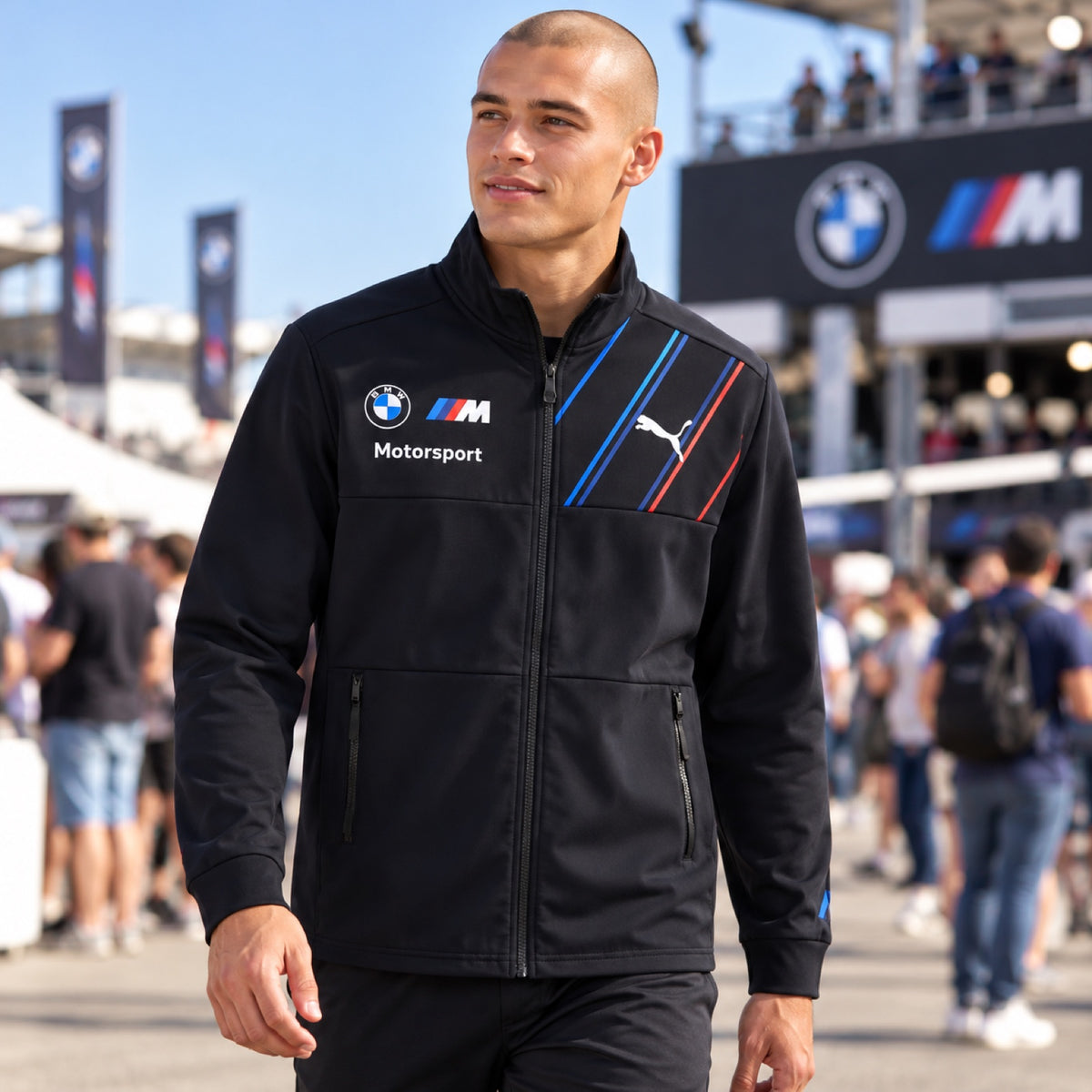 Sportovní týmová bunda BMW Motorsport – tmavě modrá – ilustrační foto (AI)