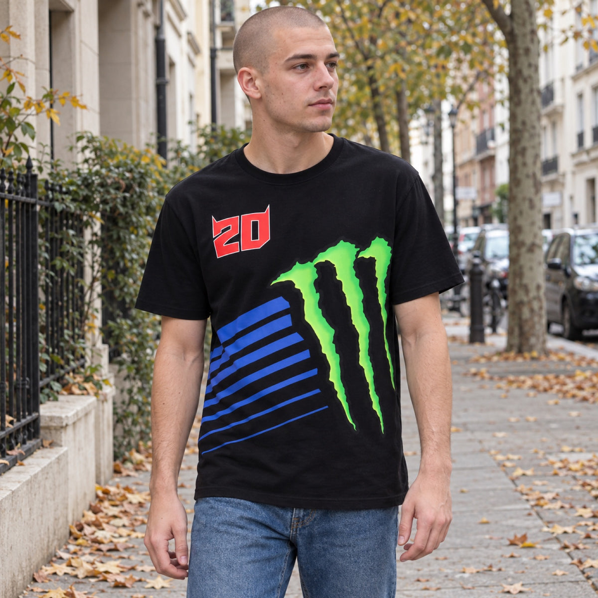 Fabio Quartararo Monster Energy Logo T-Shirt – Black – ilustrační foto (AI)