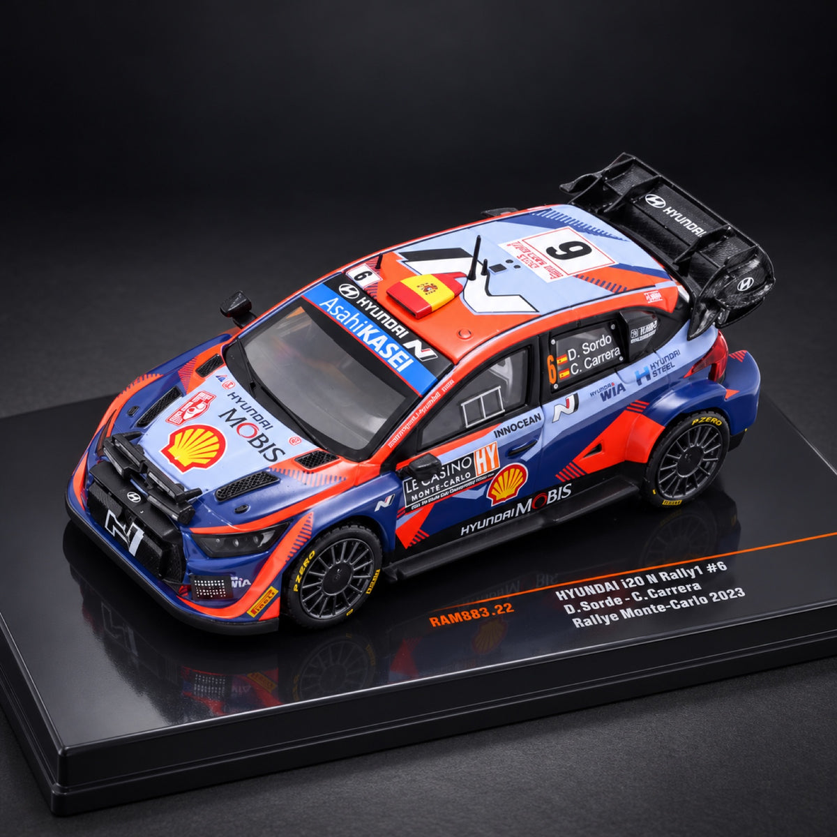 Model IXO Hyundai i20 N WRC – Rallye Monte Carlo 2023, D. Sordo – ilustrační foto (AI)