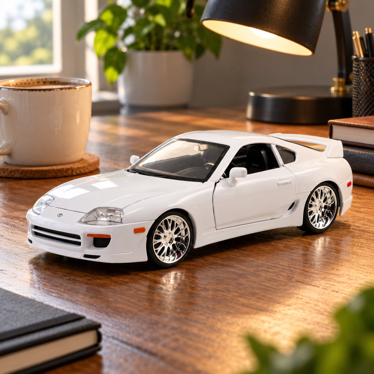 Model Rychle a zběsile Toyota Supra 1995 v měřítku 1:24 – bílý – ilustrační foto (AI)