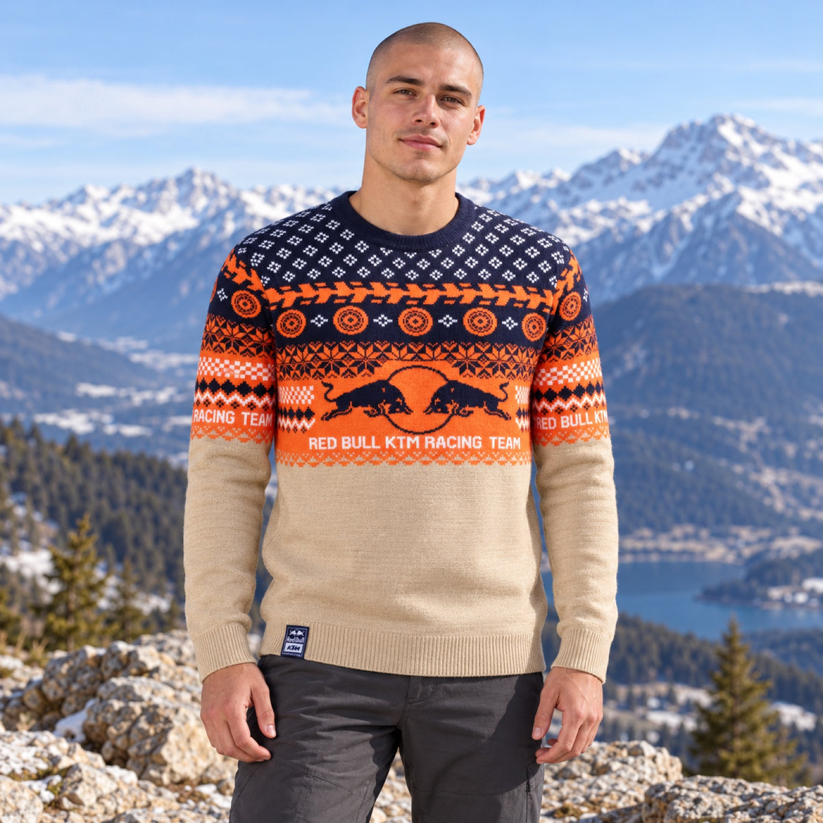 Zimní svetr KTM Red Bull Racing – Christmas Edition – ilustrační foto (AI)