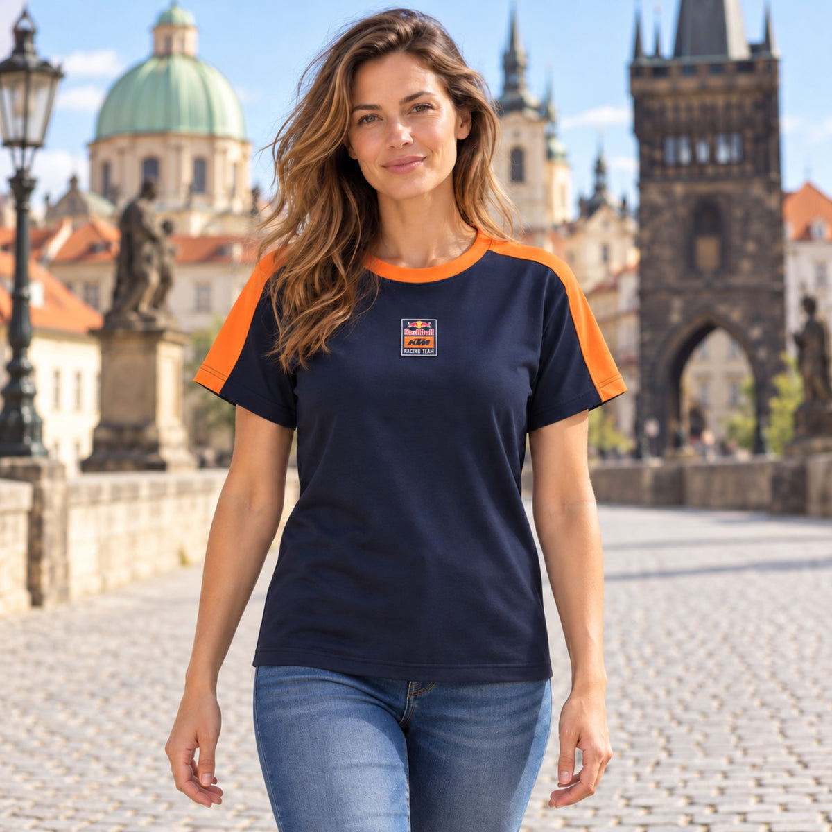 Dámské tričko KTM Red Bull Racing GRID – tmavě modré – ilustrační foto (AI)