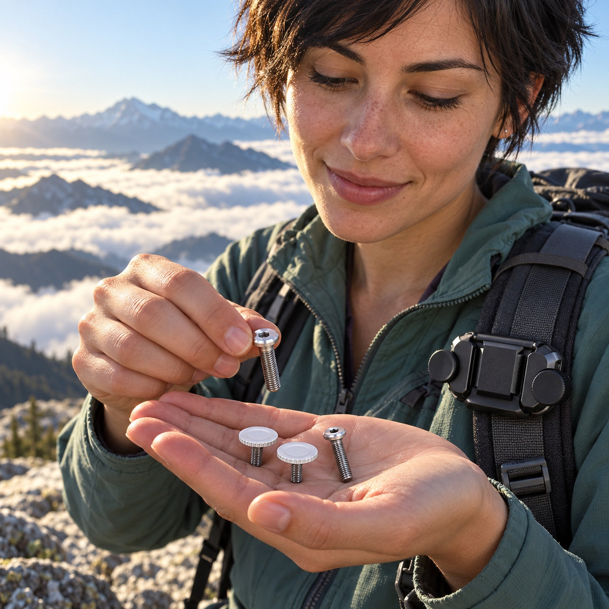 Sada šroubů Peak Design Bolt Pack Silver (x2) – dvě náhradní sady šroubů pro klip Capture – ilustrační foto (AI)