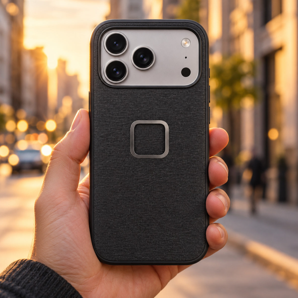 Pouzdro Peak Design Everyday Fabric Case – iPhone 17 Pro – Charcoal – ilustrační foto (AI)