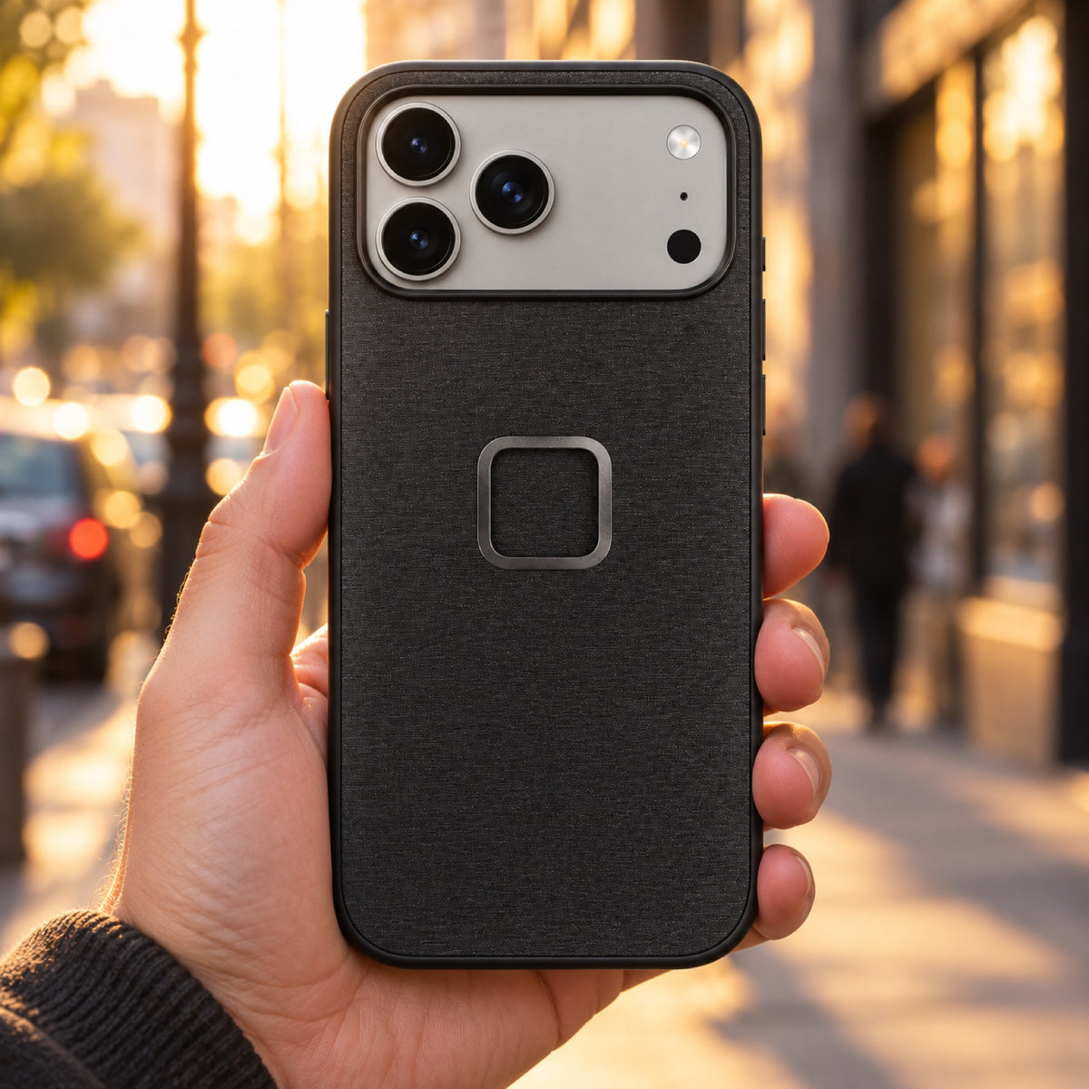 Pouzdro Peak Design Everyday Fabric Case – iPhone 17 Pro Max – Charcoal – ilustrační foto (AI)