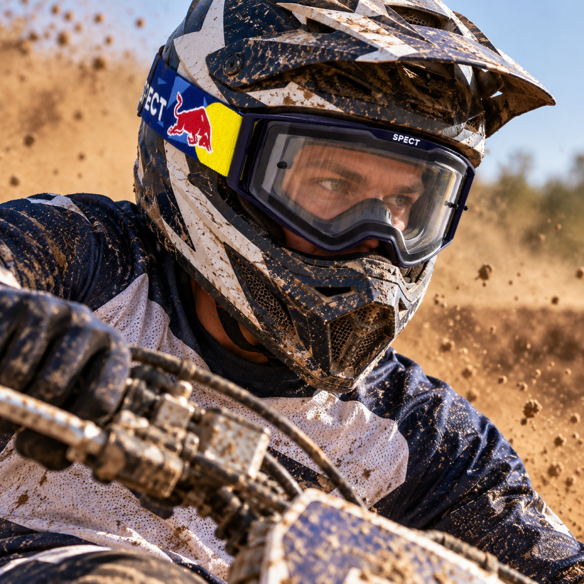 Motokrosové brýle Red Bull Spect TORP – modré s čirým sklem – ilustrační foto (AI)