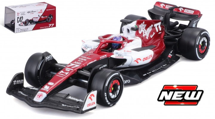 Model Alfa Romeo Orlen F1 C42 Bburago #77 Valtteri Bottas 2022 v měřítku 1:43 Signature