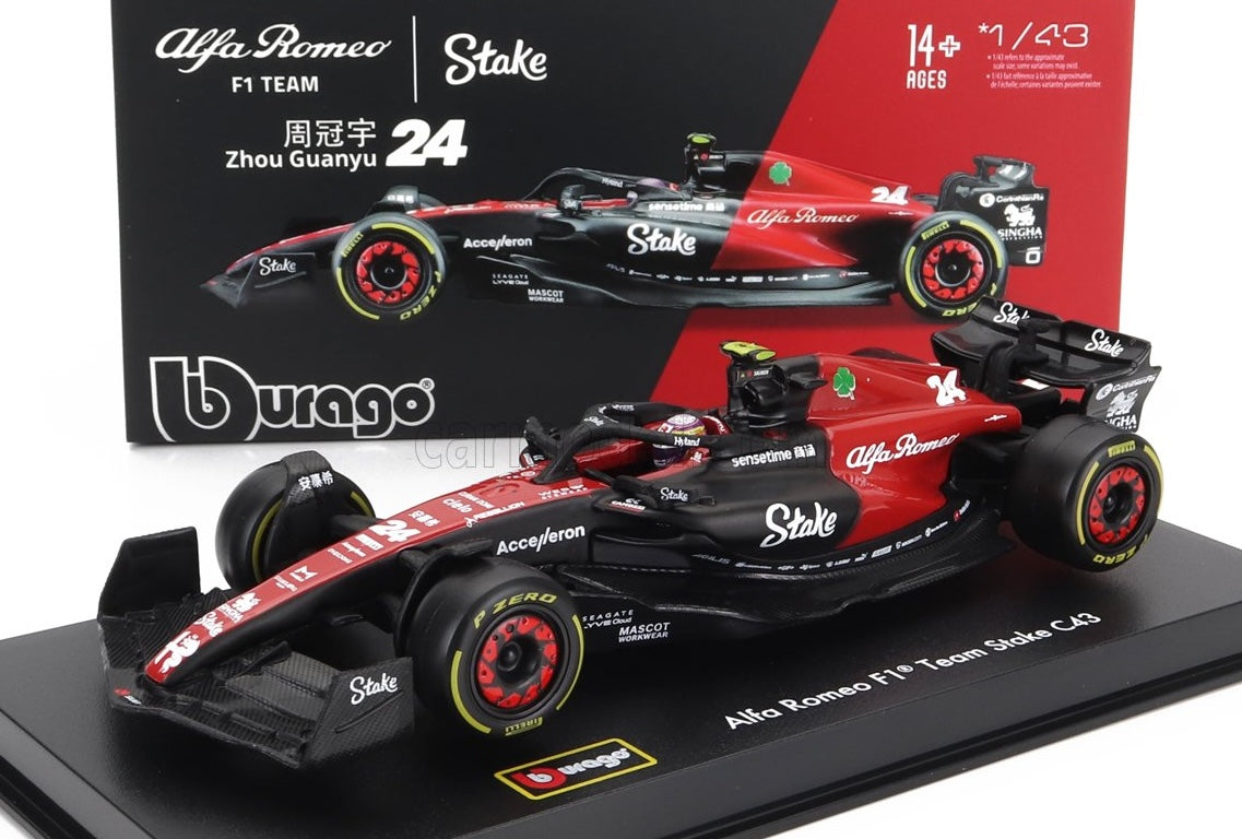 Model Alfa Romeo F1 C43 Bburago #24 Guanyu Zhou 2023 v měřítku 1:43 Signature