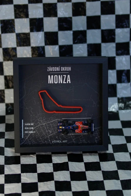 3D rám PETROL ART Monza s modelem Toro Rosso STR3 Sebastian Vettel v měřítku 1:43