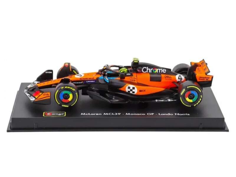 Model McLaren F1 MCL39 BBurago #4 Lando Norris Monako 2025 v měřítku 1:43 - Signature