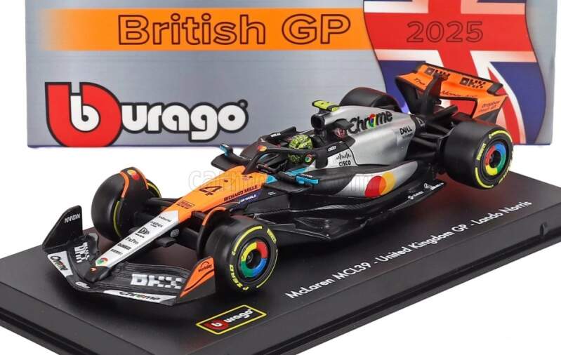 Model McLaren F1 MCL39 BBurago #4 Lando Norris Silverstone 2025 v měřítku 1:43 - Signature