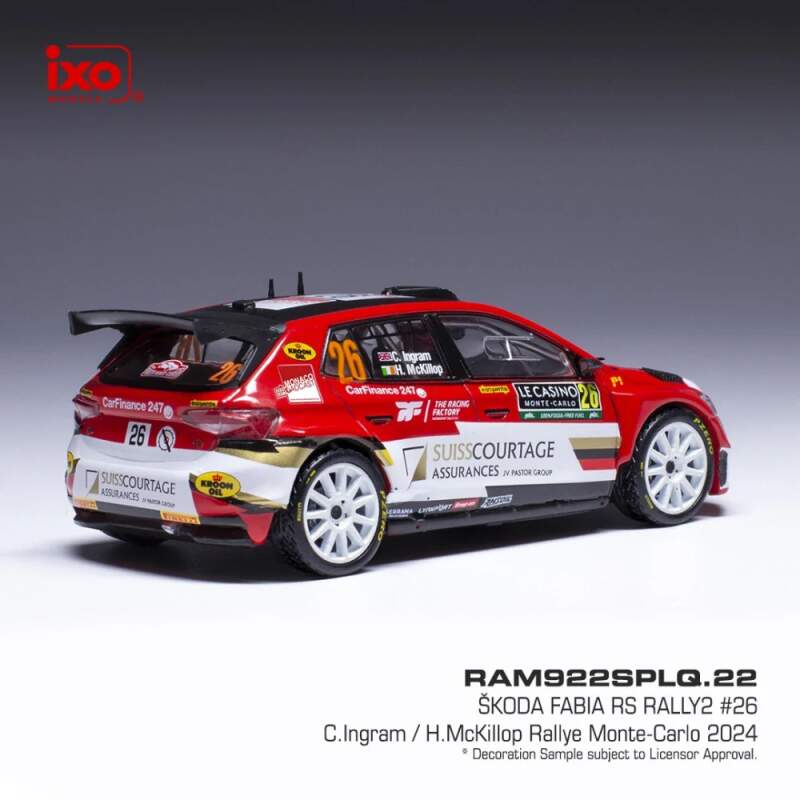 Model IXO Škoda Fabia Rally2 2024 N.26 C. Ingram - Rally Monte Carlo