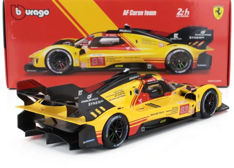 Model Bburago Ferrari 499P č. 83 Le Mans 2024 v měřítku 1:18, AF Corse
