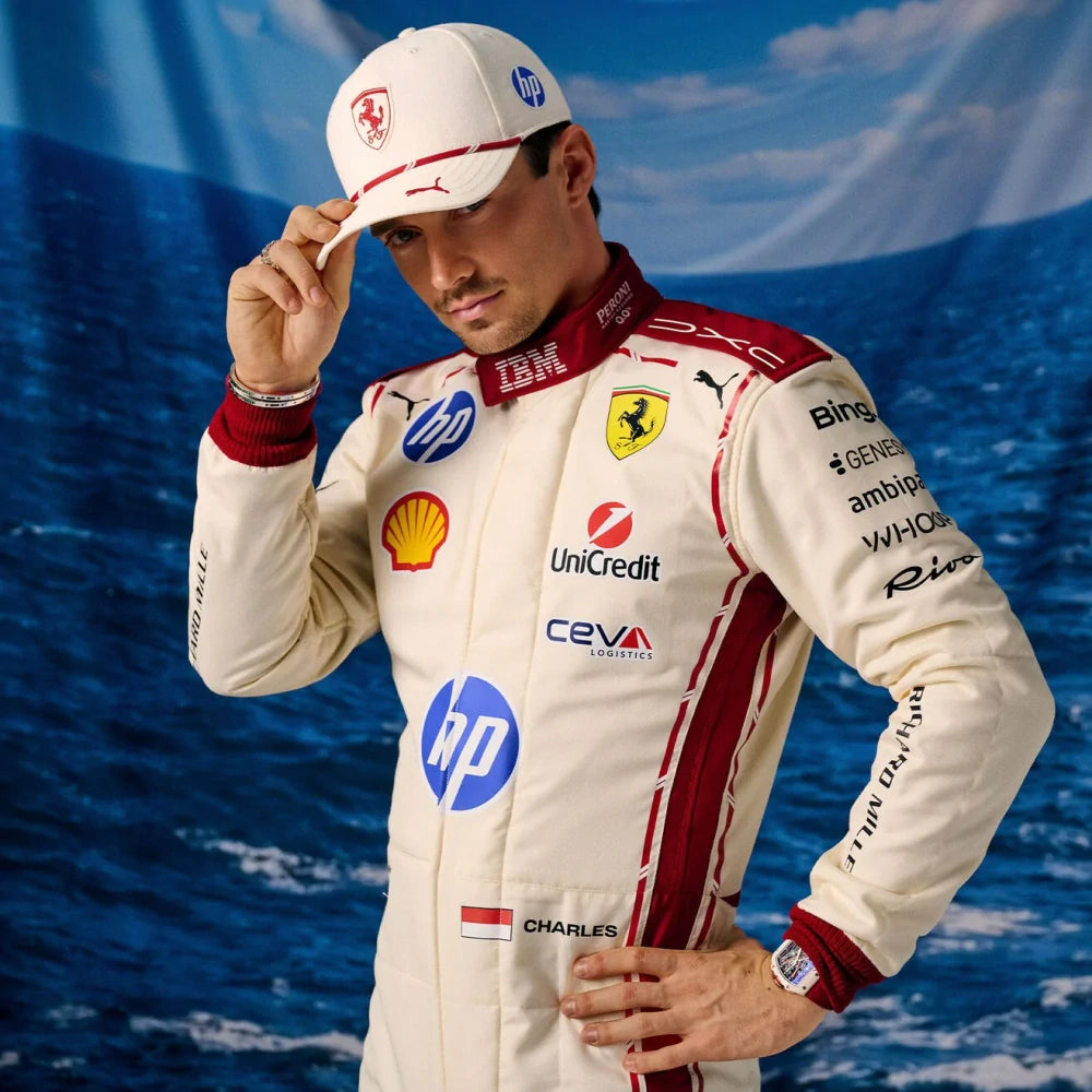 Kšiltovka Scuderia Ferrari Charles Leclerc – Monaco GP 2026, krémová