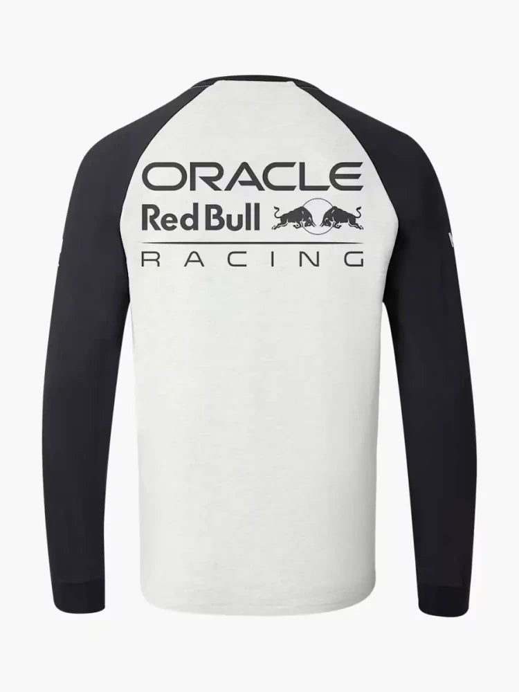 Týmové tričko Oracle Red Bull Racing Classic s dlouhým rukávem a logy sponzorů – šedé