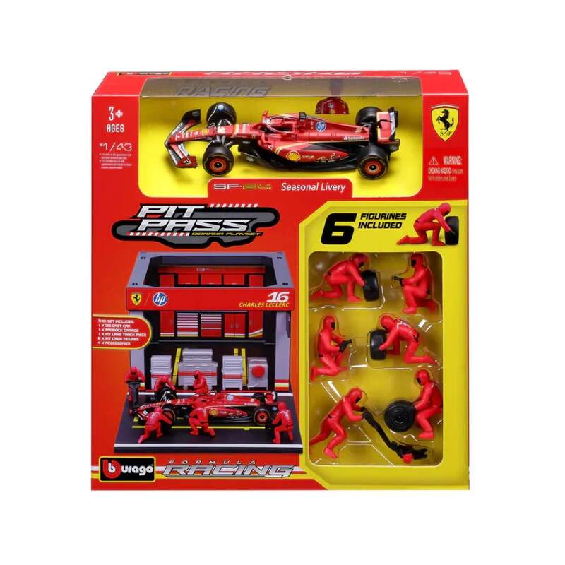 Model Bburago Scuderia Ferrari F1 1:43 Charles Leclerc s modelem boxu