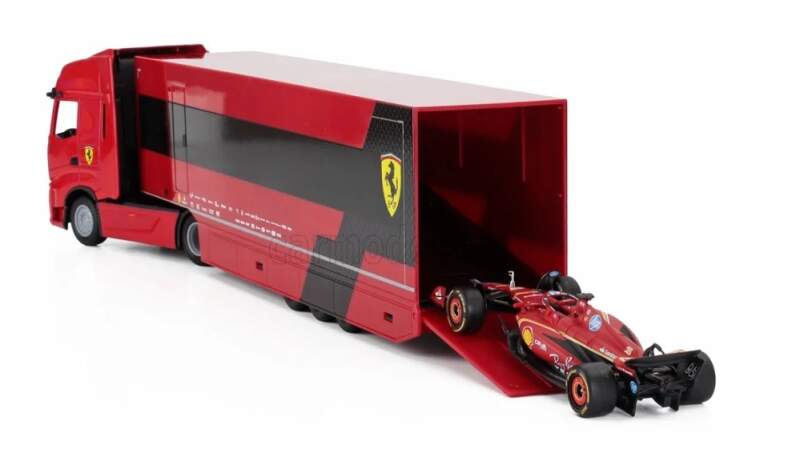 Model Scuderia Ferrari SF-24 Bburago #16 Charles Leclerc 2024 s kamionem Iveco