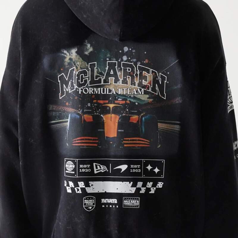 Volnočasová mikina na zip - McLaren F1 NE GRPHC černá washed