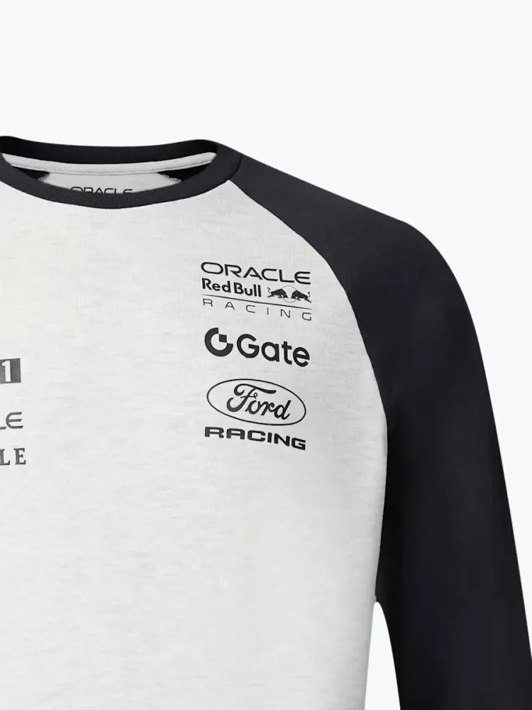 Týmové tričko Oracle Red Bull Racing Classic s dlouhým rukávem a logy sponzorů – šedé