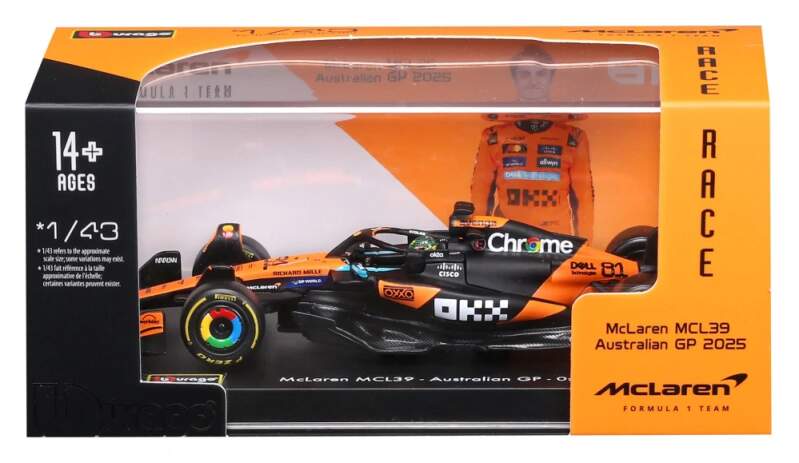 Model McLaren F1 MCL39 BBurago #81 Oscar Piastri 2025 v měřítku 1:43 Signature