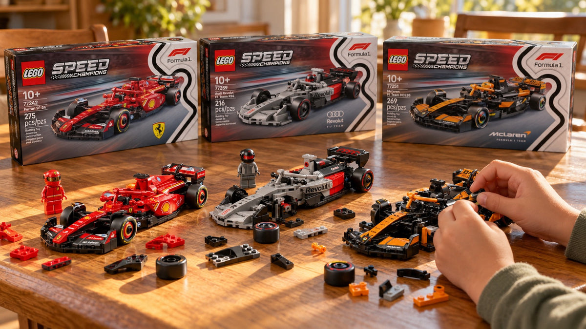 LEGO a motorsport: Speed Champions, Technic a F1 sady – přehled – ilustrační obrázek vytvořený pomocí AI