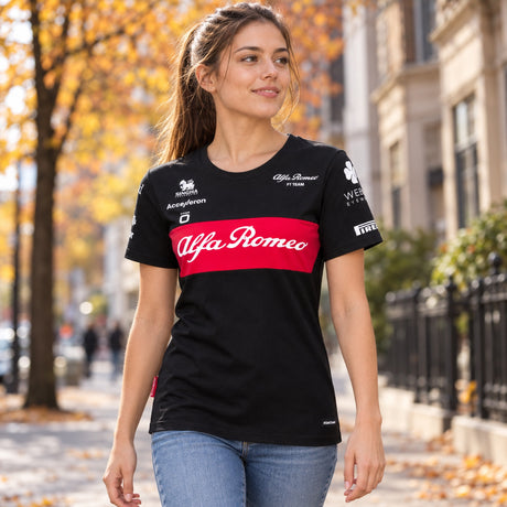 Dámské týmové tričko Alfa Romeo F1 Team – černé – ilustrační foto (AI)