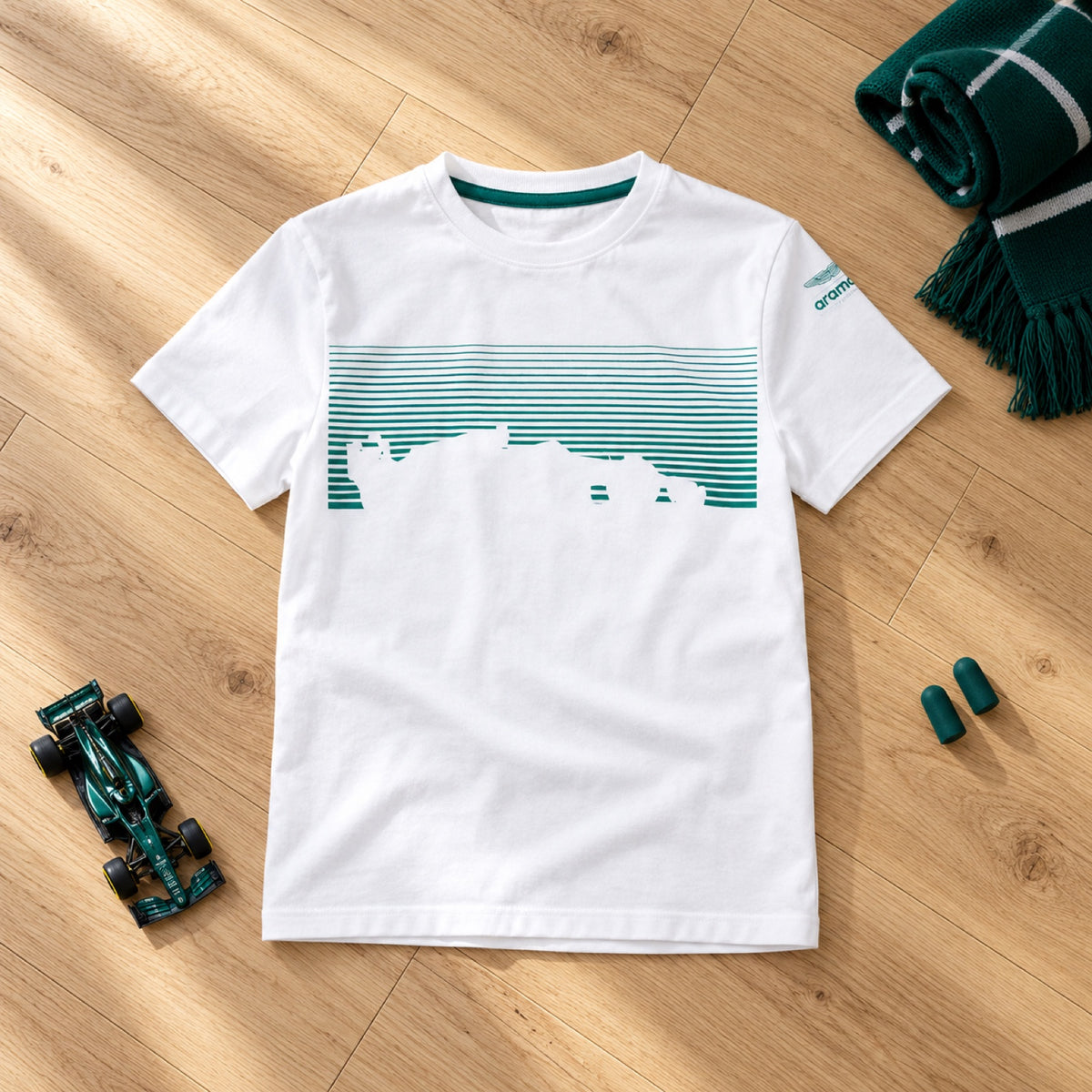 Dětské tričko pro fanoušky Aston Martin F1 Team GRAPHIC – bílé – 152 cm – ilustrační foto (AI)