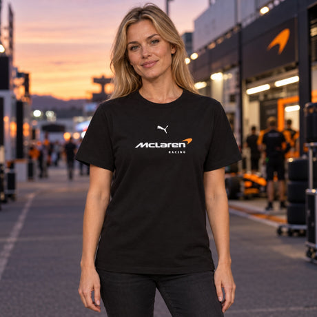 Tričko McLaren F1 s logem Puma – černé, Casual Edition – ilustrační foto (AI)