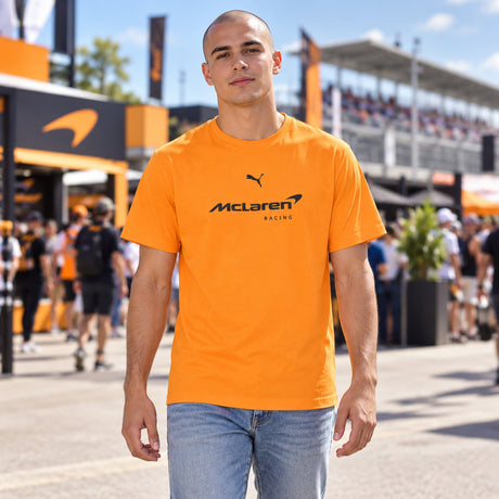 Tričko McLaren F1 s logem Puma – oranžové, Casual Edition – ilustrační foto (AI)