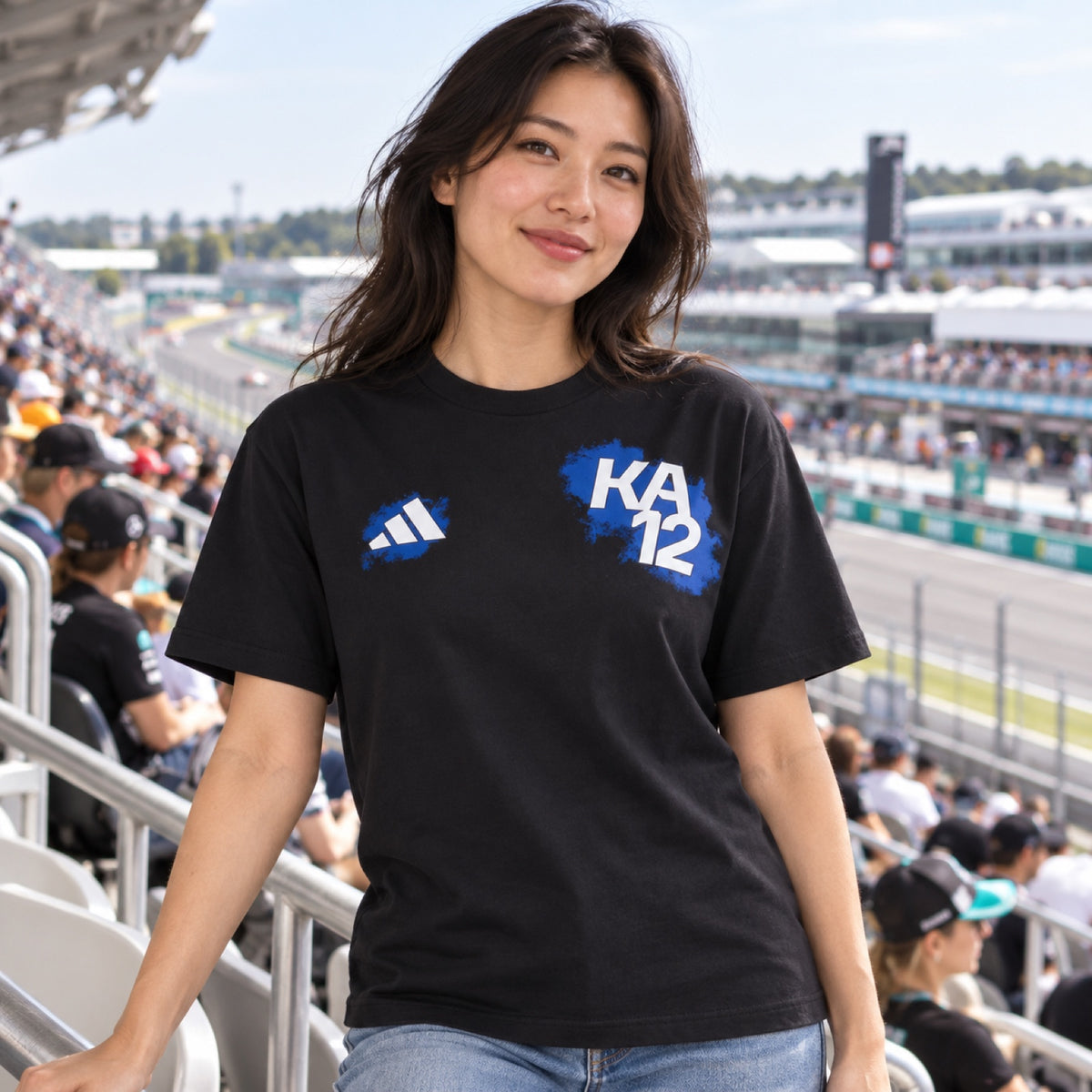 Tričko Mercedes-AMG PETRONAS F1 x Adidas KIMI ANTONELLI #12 – černé – ilustrační foto (AI)