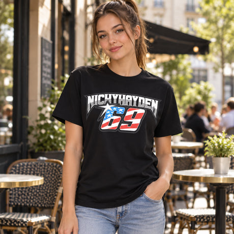 Tričko Nicky Hayden s logem 69 – černé – ilustrační foto (AI)