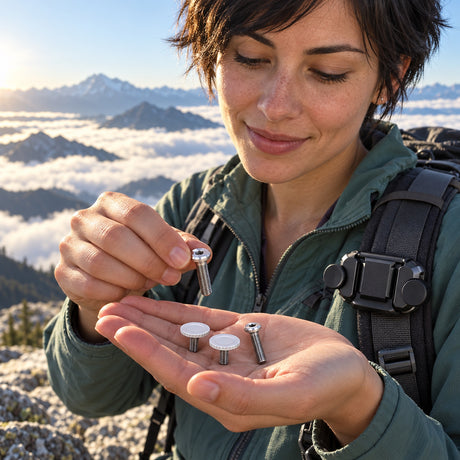 Sada šroubů Peak Design Bolt Pack Silver (x2) – dvě náhradní sady šroubů pro klip Capture – ilustrační foto (AI)