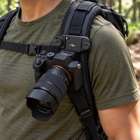 Klip na fotoaparát Peak Design Capture (v3) – černý – Standard Plate – ilustrační foto (AI)