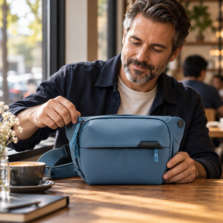Taška přes rameno Peak Design Everyday Sling 3L – Ocean – ilustrační foto (AI)
