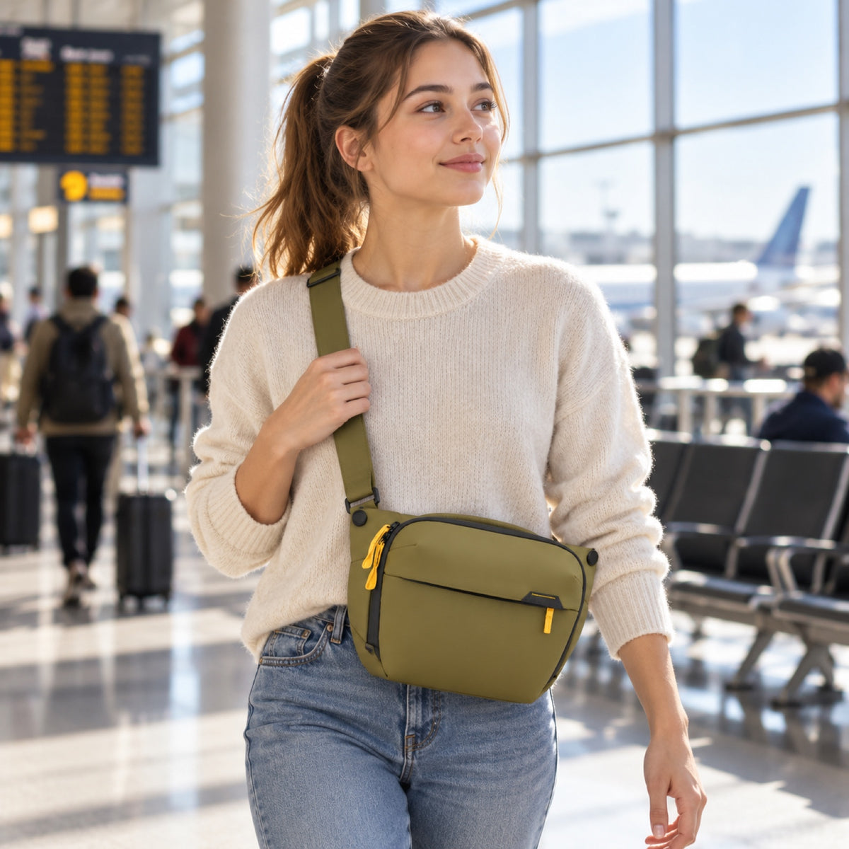 Taška přes rameno Peak Design Everyday Sling 6L – Kelp – ilustrační foto (AI)