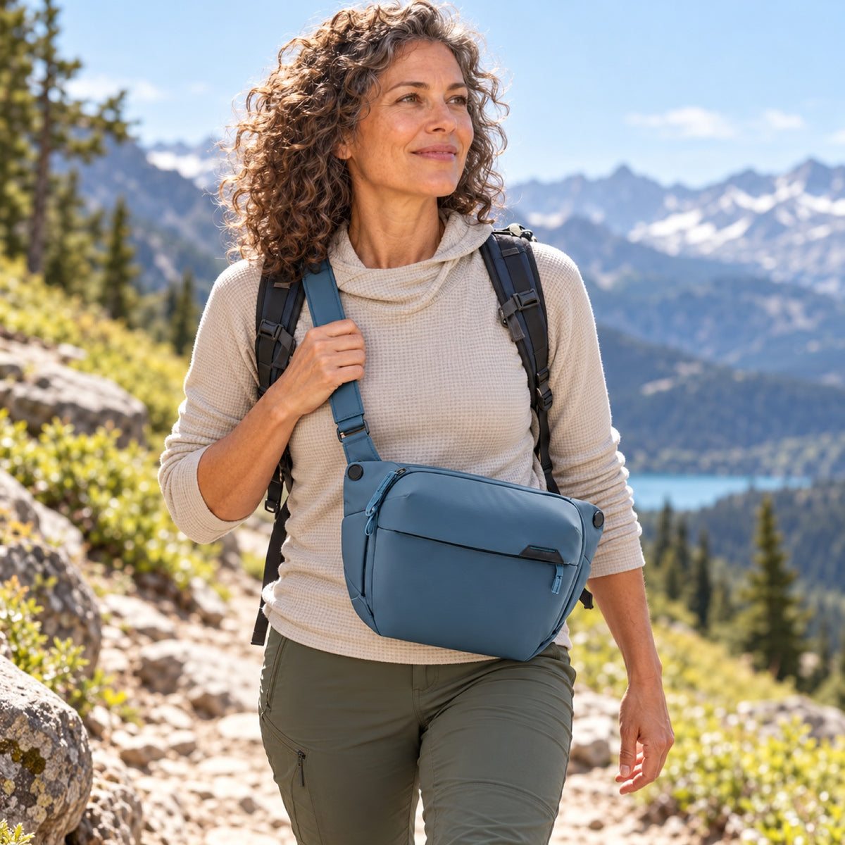 Taška přes rameno Peak Design Everyday Sling 6L – Ocean – ilustrační foto (AI)