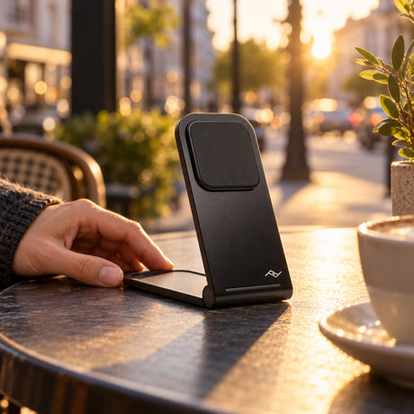 Bezdrátový nabíjecí stojan Peak Design Wireless Charging Stand V2 – černý – ilustrační foto (AI)