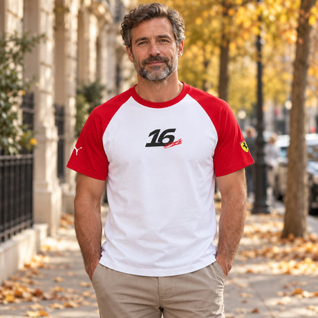 Tričko Charles Leclerc Scuderia Ferrari F1 x Puma – Fan Edition – ilustrační foto (AI)