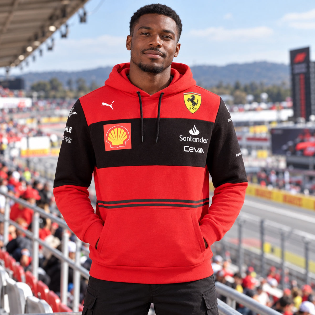 Týmová mikina s kapucí Scuderia Ferrari F1 SF – ilustrační foto (AI)