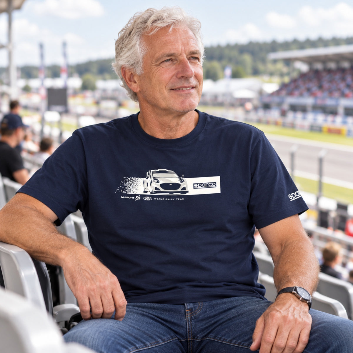 Tričko Sparco – Ford M-Sport WRC Casual – tmavě modré – ilustrační foto (AI)