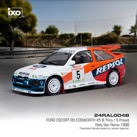 Model IXO Ford Escort RS Rally San Remo 1996 v měřítku 1:24