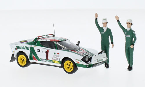 Model Lancia Stratos HF, č. 1, Alitalia, MS v rallye, Rallye Monte Carlo, vítěz Rallye Monte Carlo, série s figurkami, S. Munari/S. Maiga, 1977
