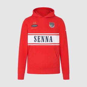 Ayrton Senna mikina Legend červená s kapucí